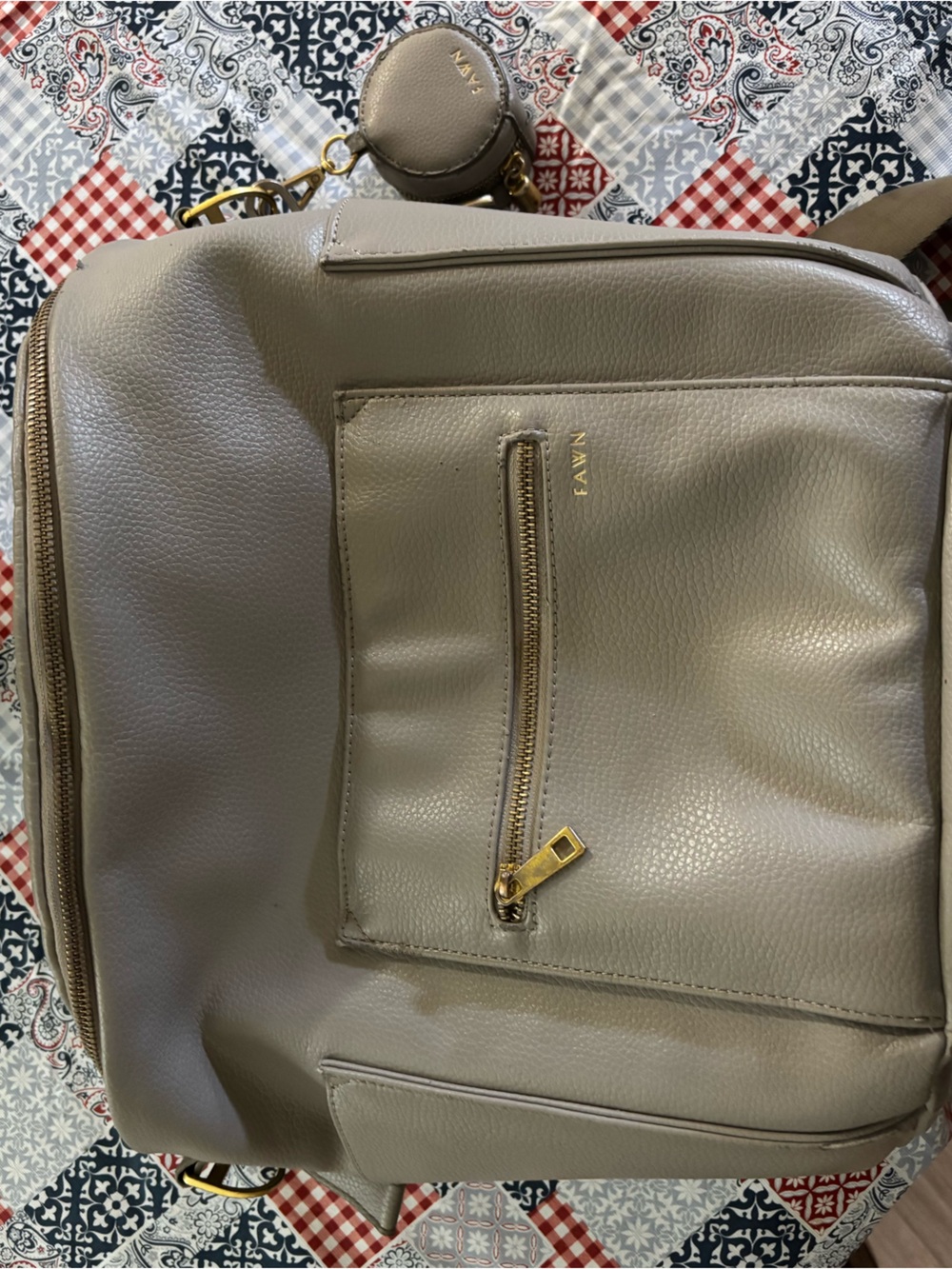 Fawn Design Gray-Taupe Pebbled Leather Backpack